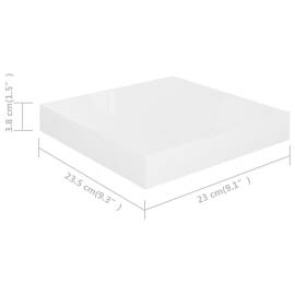 Raft de perete suspendat, alb extralucios, 23x23,5x3,8 cm, mdf, 9 image