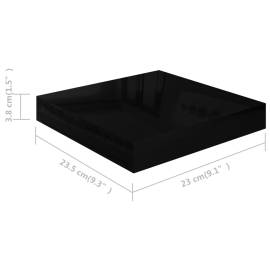 Raft de perete suspendat, negru extralucios, 23x23,5x3,8 cm mdf, 9 image