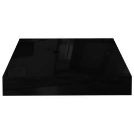Raft de perete suspendat, negru extralucios, 23x23,5x3,8 cm mdf, 4 image
