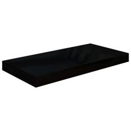 Raft de perete suspendat, negru extralucios, 50x23x3,8 cm, mdf, 2 image