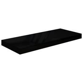 Raft perete suspendat, negru extralucios, 60x23,5x3,8 cm, mdf, 2 image