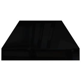 Raft perete suspendat, negru extralucios, 60x23,5x3,8 cm, mdf, 5 image