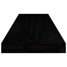 Raft perete suspendat, negru extralucios, 80x23,5x3,8 cm, mdf, 5 image