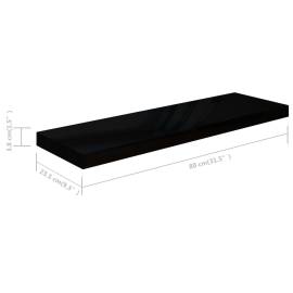 Raft perete suspendat, negru extralucios, 80x23,5x3,8 cm, mdf, 9 image