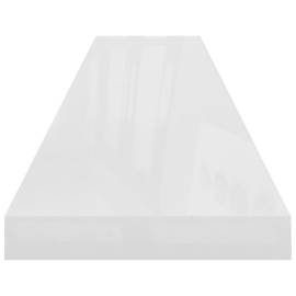 Rafturi de perete, 2 buc., alb extralucios, 120x23,5x3,8 cm mdf, 6 image