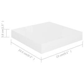 Rafturi de perete, 2 buc., alb extralucios, 23x23,5x3,8 cm, mdf, 10 image