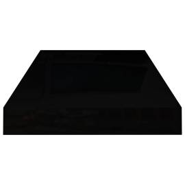 Rafturi de perete, 2 buc., negru extralucios, 50x23x3,8 cm, mdf, 6 image