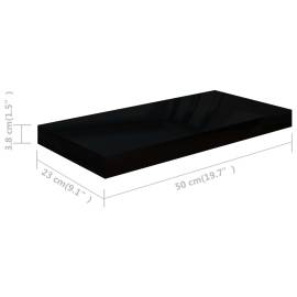 Rafturi de perete, 2 buc., negru extralucios, 50x23x3,8 cm, mdf, 10 image