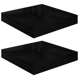 Rafturi de perete, 2 buc. negru extralucios, 23x23,5x3,8 cm mdf, 2 image