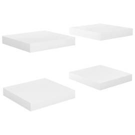 Rafturi de perete, 4 buc., alb extralucios, 23x23,5x3,8 cm, mdf, 2 image