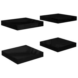 Rafturi de perete, 4 buc. negru extralucios, 23x23,5x3,8 cm mdf, 2 image