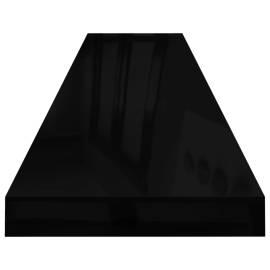 Rafturi de perete 4 buc. negru extralucios 120x23,5x3,8 cm mdf, 6 image