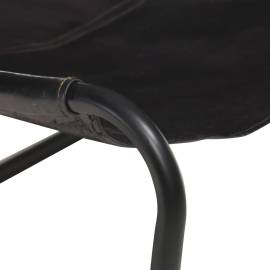 Scaun relaxant, negru, piele naturală, 5 image