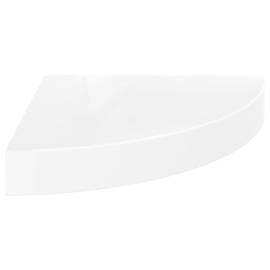 Raft colțar de perete, alb extralucios, 25 x 25 x 3,8 cm, mdf, 2 image