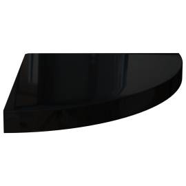 Raft colțar de perete, negru extralucios, 35x35x3,8 cm, mdf, 2 image