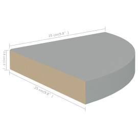 Raft de colț suspendat, gri, 25x25x3,8 cm, mdf, 9 image