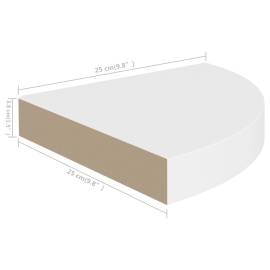 Rafturi colțar de perete, 2 buc., alb, 25 x 25 x 3,8 cm, mdf, 9 image