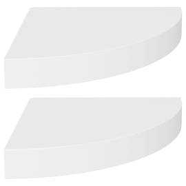 Rafturi colțar de perete, 2 buc., alb, 25 x 25 x 3,8 cm, mdf, 2 image