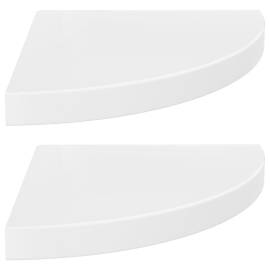 Rafturi de perete, 2 buc., alb extralucios, 35x35x3,8 cm, mdf, 2 image