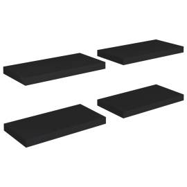 Rafturi de perete suspendate, 4 buc., negru, 50x23x3,8 cm, mdf, 2 image