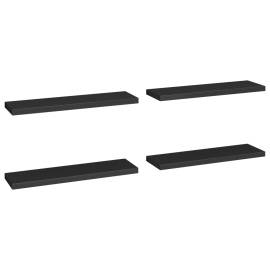 Rafturi de perete suspendate 4 buc., negru, 90x23,5x3,8 cm, mdf, 2 image