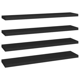 Rafturi de perete suspendate 4 buc. negru 120x23,5x3,8 cm mdf, 2 image