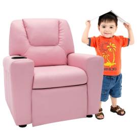 Fotoliu rabatabil pentru copii, roz, piele ecologică, 2 image