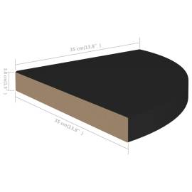 Raft colțar de perete, negru, 35 x 35 x 3,8 cm, mdf, 9 image