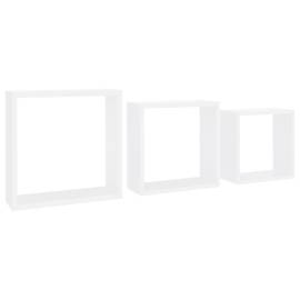 Rafturi cub de perete, 3 buc., alb, mdf, 2 image