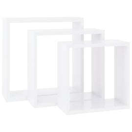 Rafturi cub de perete, 3 buc., alb, mdf, 3 image