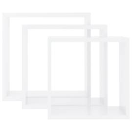 Rafturi cub de perete, 3 buc., alb, mdf, 4 image