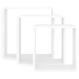 Rafturi de perete cub, 3 buc., alb, mdf, 5 image