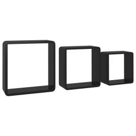 Rafturi de perete cub, 3 buc., negru, mdf, 3 image
