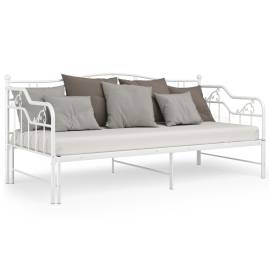 Cadru canapea extensibilă, alb, 90x200 cm, metal, 5 image