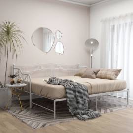 Cadru canapea extensibilă, alb, 90x200 cm, metal, 4 image