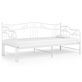 Cadru canapea extensibilă, alb, 90x200 cm, metal, 3 image