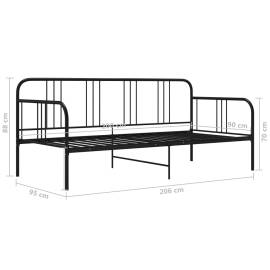 Cadru de pat canapea, negru, 90 x 200 cm, metal, 8 image