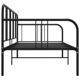 Cadru de pat canapea, negru, 90 x 200 cm, metal, 5 image