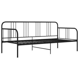 Cadru de pat canapea, negru, 90 x 200 cm, metal, 3 image