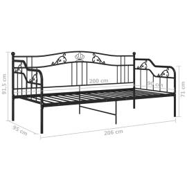 Cadru de pat canapea, negru, 90x200 cm, metal, 10 image