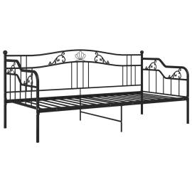 Cadru de pat canapea, negru, 90x200 cm, metal, 5 image