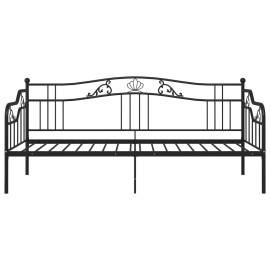 Cadru de pat canapea, negru, 90x200 cm, metal, 6 image