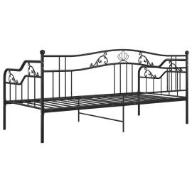 Cadru de pat canapea, negru, 90x200 cm, metal, 7 image