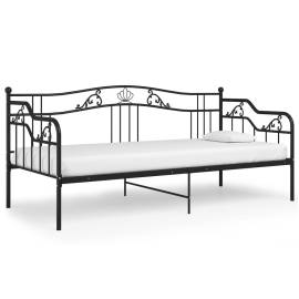 Cadru de pat canapea, negru, 90x200 cm, metal, 2 image