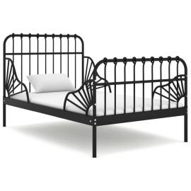 Cadru de pat extensibil, negru, 80x130/200 cm, metal
