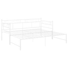 Cadru pat canapea extensibilă, alb, 90x200 cm, metal, 4 image