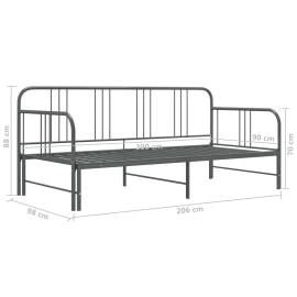 Cadru pat canapea extensibilă, gri, 90 x 200 cm, metal, 11 image