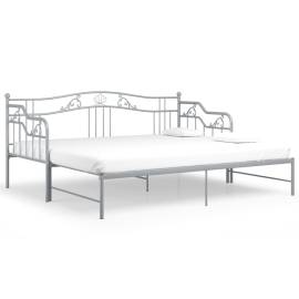 Cadru pat canapea extensibilă, gri, 90x200 cm, metal, 2 image
