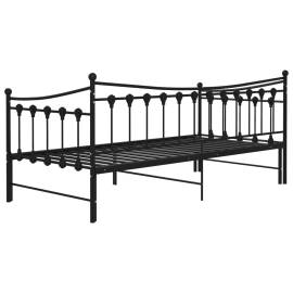 Cadru pat canapea extensibilă, negru, 90x200 cm, metal, 10 image
