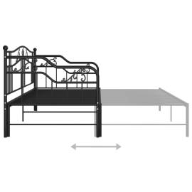 Cadru pat canapea extensibilă, negru, 90x200 cm, metal, 11 image